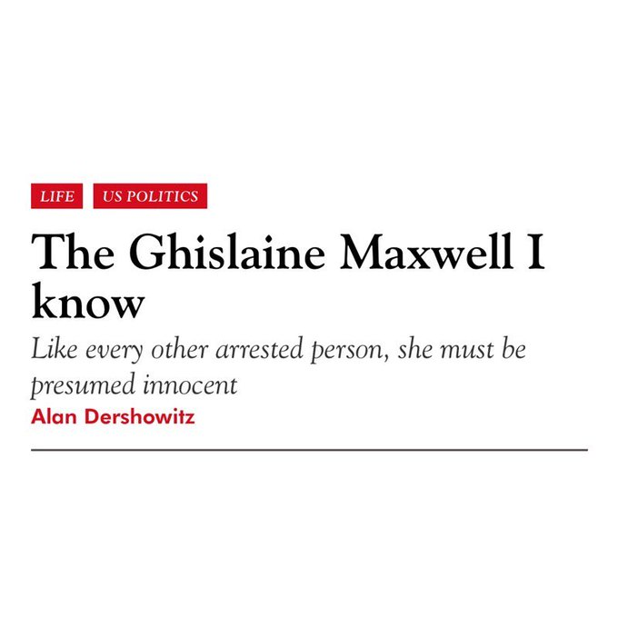 Alan Dershowitz ( @AlanDersh) who has been accused of child rape and still given a platform by U.S. media outlets, and Harvard to speak or appear on panels as an expert, is now openly defending Ghislaine Maxwell, previously helped Epstein avoid prison.  #OpDeathEaters