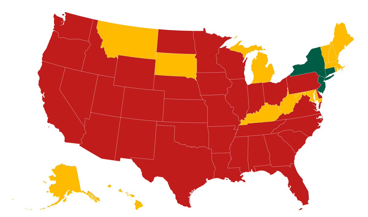 8/10 Switching to  https://www.covidexitstrategy.org , which uses the CDC formulas for state trends. A few states still reassuring: NY, NJ, CT, VT, and HI. WY has low case numbers. MA, MI, ME, Alaska so far stable. All are at risk - a rising tide can swamp all communities.