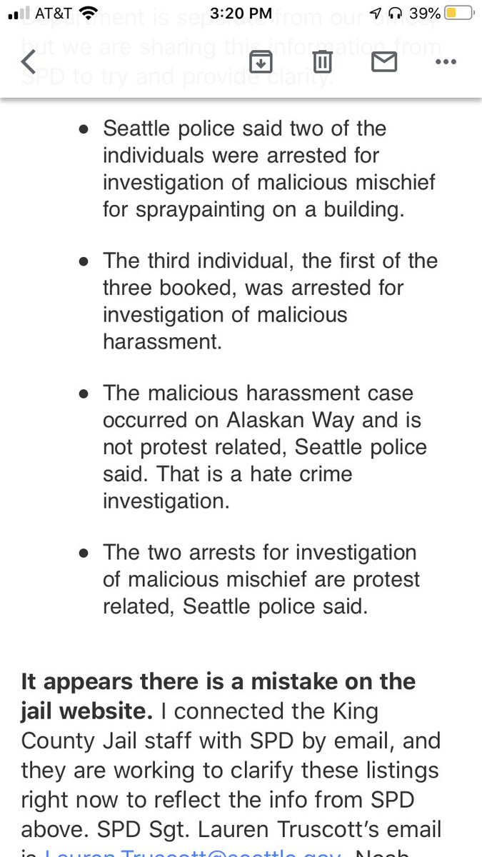 Jseattle Kcprosecutor Just Responded To A Few Of Us Checking In On Overnight Protest Arrests Being Booked On Investigation Of Malicious Harassment A Felony Basically Saying Spd Booking Won T Necessarily