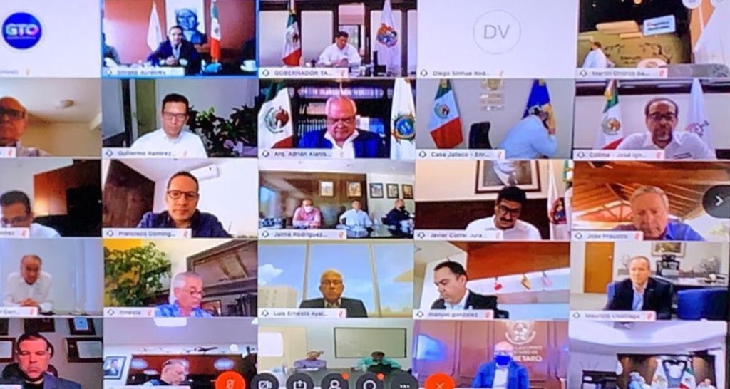 AispuroDurango's tweet photo. En Reunión Interestatal con Gobernadores de #Tamps #NL #Coah #Mich #Col #Jal #Gto #Qro #Ags y #SLP, intercambiamos experiencias para enfrentar juntos los retos de esta crisis económica y de salud. Seguiremos buscando construir en unidad las condiciones para un nuevo federalismo. https://t.co/eXncTxEOhr