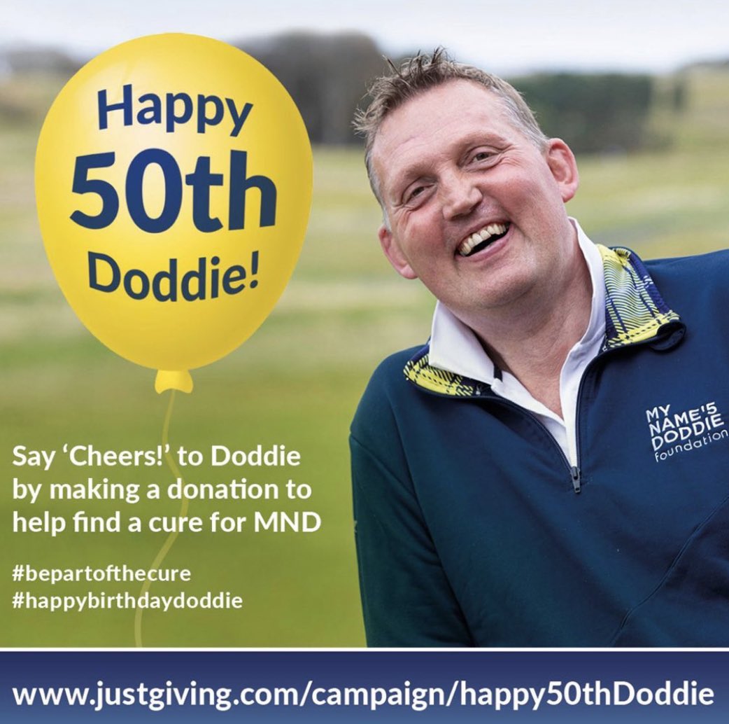 Nigelrefowens's tweet photo. Wishing the legend @DoddieWeir5  a happy 50th birthday! To be part of the cure please support &amp; donate to the Justgiving page here: https://t.co/0kYWAq9kYZ…
@MNDoddie5 #happybirthdaydoddie #mnd #bepartofthecure #myname5doddie #motorneurondisease https://t.co/KH24B2rbdM