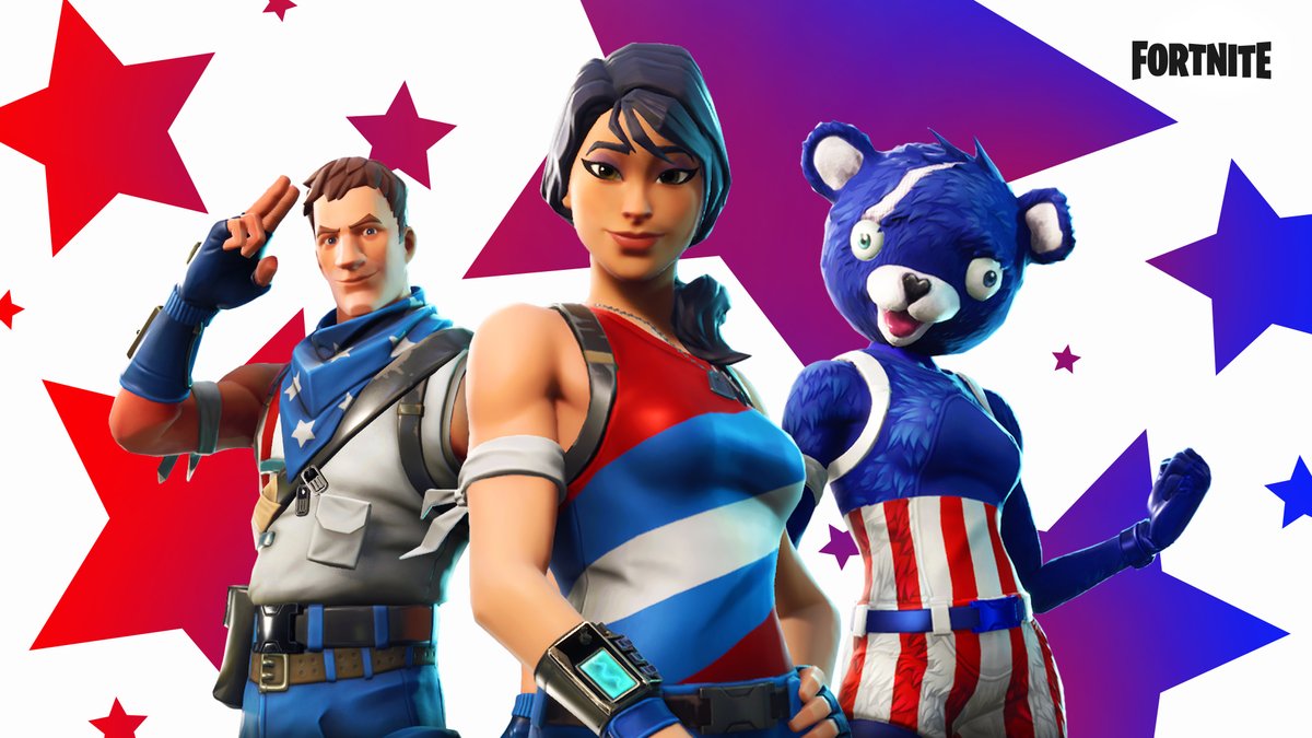 Fortnite's tweet image. Bringing the fireworks to every party! Even when there isn't a party. 

Get the Stars &amp;amp; Stripes Set now.