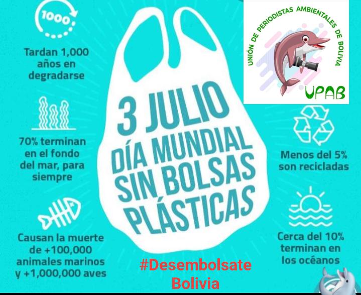 UpaBolivia's tweet photo. #DiaInternacionalSinBolsasPlasticas, en Bolivia tenemos mucho por revertir, 4.100 millones de bolsas plásticas afectan nuestro #medioambiente y salud, Durante la crisis por #Covid_19 usa bolsas reutilizables. #DesembólsateBoliva https://t.co/1VKn3loNdE