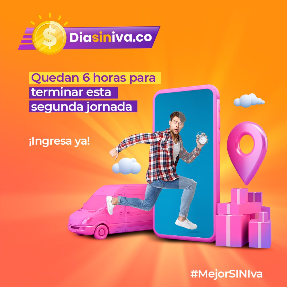 DiasinivaCo's tweet photo. ¿Ya viste la hora?⏰

Quedan aún 6 horas para que finalice este segundo #DíaSinIVA ¡Te estamos esperando!

Ingresa ahora mismo a https://t.co/ZEvIoLdwfe y aprovecha nuestras promociones.

¡Aún tienes tiempo de llevarte lo mejor!🤩

#MejorSinIVA #DíaSinIVA #QuedateEnCasa https://t.co/uFpJJvtpR7