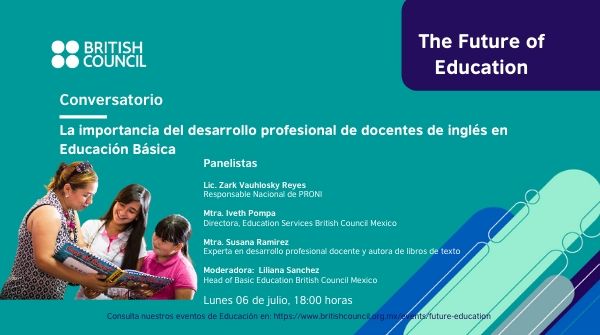 mxbritish's tweet photo. No te pierdas nuestro siguiente webinar donde conversaremos con expertos en desarrollo profesional docente en el sector público con la vision del PRONI y el impacto en las prácticas docentes. 
⭐6 de julio, 6PM
📍Registro gratuito: https://t.co/T7rwLjDAc0

#WeBelieveInEducation https://t.co/e3NwJT3cs0