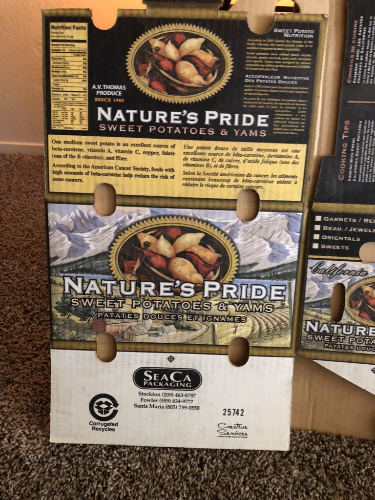 GoldIsis's tweet photo. @RussellVine1981 I worked with design and packaging 2000-2010 . I created a 10 lbs box for #Costco in 2002 for a local shipper of sweet potatoes. Conceptual art .. my vision . #NaturePride art and label ( NatureтАЩs Pride). Gotta love #agriculture https://t.co/SdqFbZC2XU