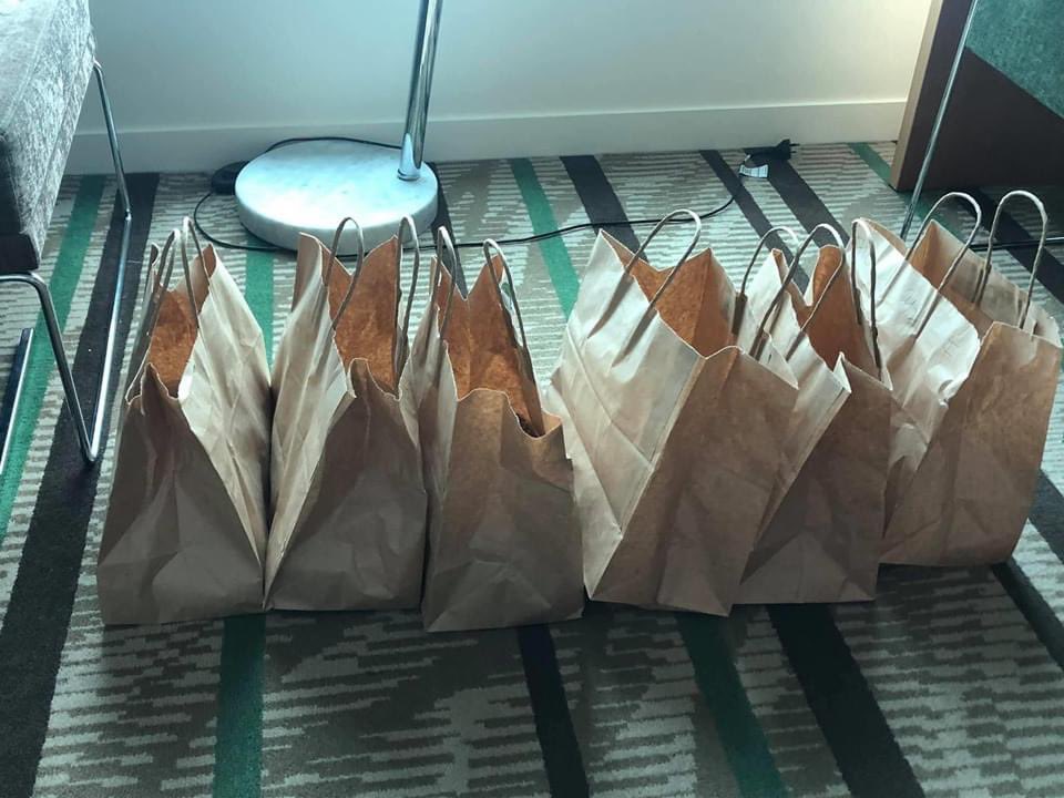 KiwiDiva's tweet photo. There is a lot of waste in iso - our food comes in so much packaging. Teau Manea Miriama Singer (9) is in quarantine with her brother and mother. This is what she designed and made in their hotel room from the bags their food got delivered in – upcycled fashion. Wow!

*not my kid https://t.co/w3UEaSONaW
