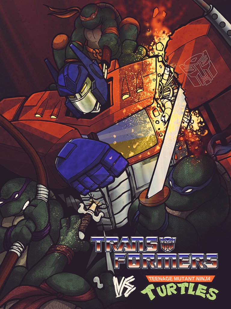 AlmatasWork's tweet photo. A little misunderstanding between #optimusprime &amp; the #tmnt #illustration #digitalart #80s #drawing #Transformers https://t.co/ck65NwGvrs