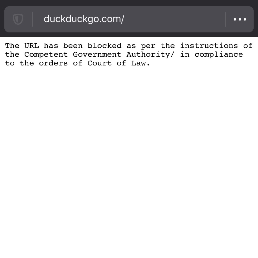 DuckDuckGo blocked on ACT Fibernet in Bangalore. 