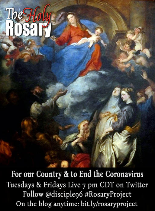 +JMJ+ Welcome to tonight’s Live Twitter Rosary Thread where we will be praying for an end to the  #Coronavirus crisis & for an end to the madness all around us, too.St Thomas Aquinas, pray for us. #CatholicTwitter  #RosaryProject