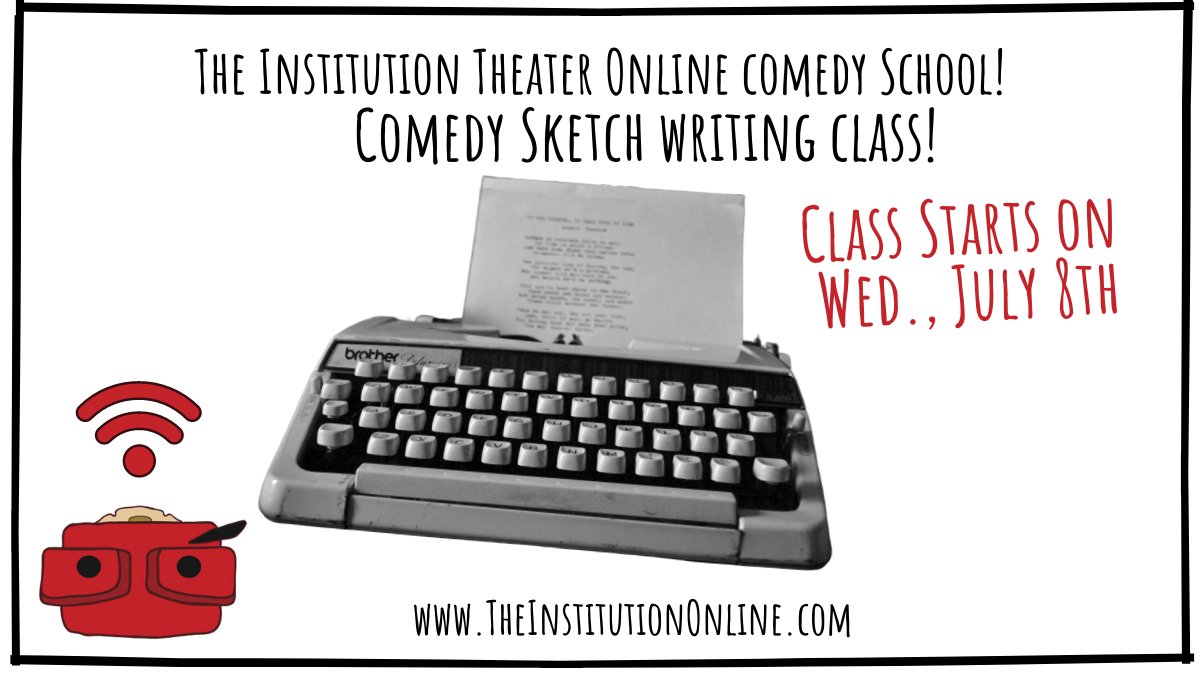 TheInstitution's tweet photo. New Sketch Writing Classes starting up next week at The Institution Theater! Learn Sketch Writing from the comfort of your own home! Check it out! https://t.co/wrTaKOs7I7 https://t.co/UtjDSl8vSe
