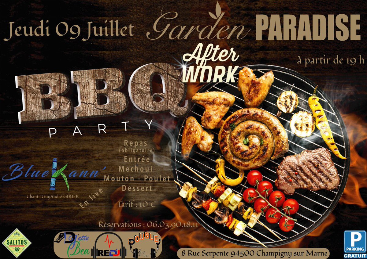 nouscaribbean's tweet photo. Le 9/07/01 à partir de 19h
Le groupe Blue Kann' a été créé pour l'événement et sera en prestation live au Garden Paradise, avec un répertoire chaud et varié !!
Entrée+Grillades+Live:10€
Voir les infos sur le flyer Venez nombreux et merci de partager https://t.co/JY2c5ZK73Q