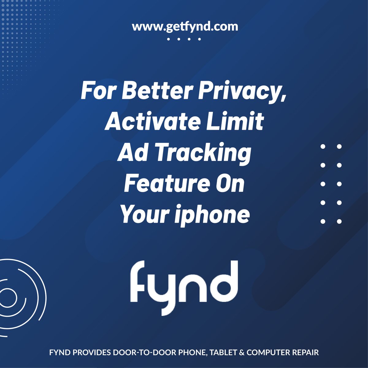 getfynd's tweet photo. For better privacy, activate Limit Ad Tracking on your iPhone #iphone #iphonetip #privacy https://t.co/auwT2RaKCG