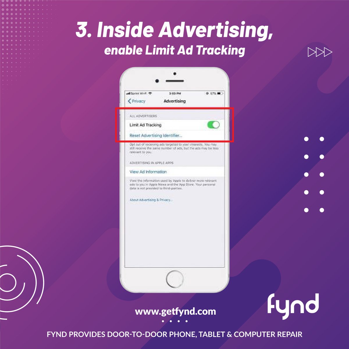 getfynd's tweet photo. For better privacy, activate Limit Ad Tracking on your iPhone #iphone #iphonetip #privacy https://t.co/auwT2RaKCG