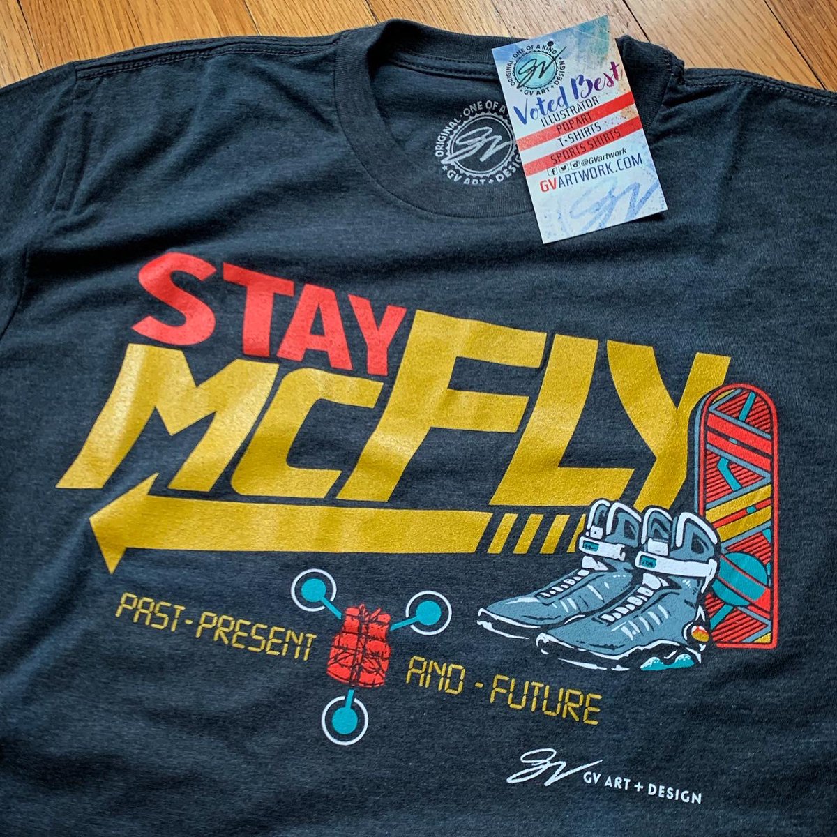 GVartwork's tweet photo. Exactly 35 years ago today, one of the most iconic movies of all time released!

We’ve had requests for years. RT if you think it’s finally time to bring this classic shirt of ours Back From The Future too! 👀 https://t.co/hkdTU0d6Cv