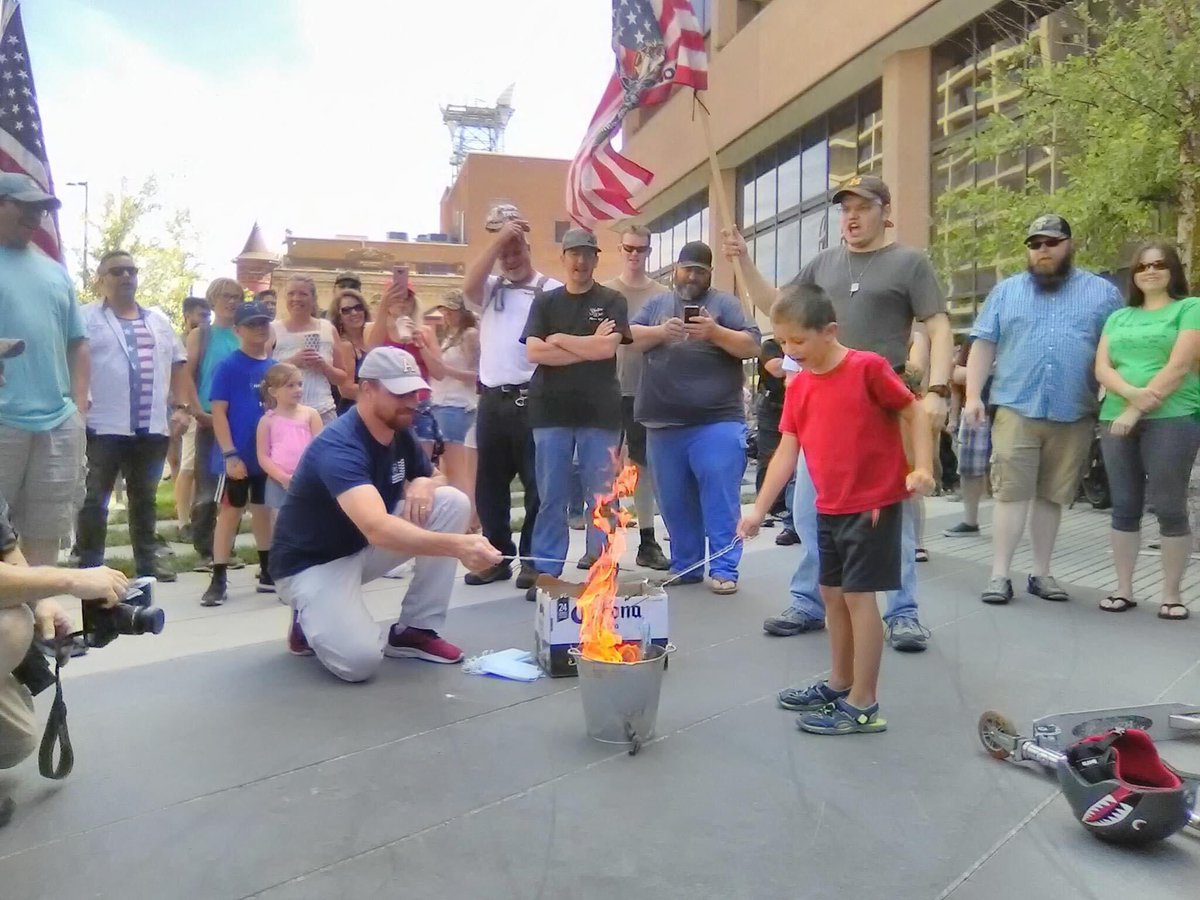 JoeyPrechtl's tweet image. These individuals apparently burned masks the @CityOfBoise gave out to people ahead of their mask requirement. You’re not expressing freedom here. You’re just selfish.