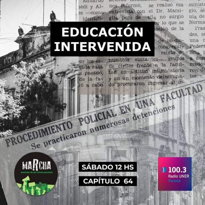 Mañana a las 12, en #Marcha -Memorias de las luchas populares- con Florencia Amestoy charlamos con Aixa Boeykens y Rosario Badano sobre aquella facultad de Ciencias de la Educación de principios de los 70 que hoy nos sigue interpelando.
Por <a href="/RadioUNER/">Radio UNER 100.3 #10años</a> 
<a href="/AixaBF/">Aixa</a>