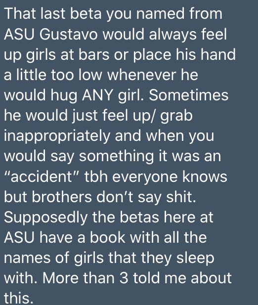 Sigma Lambda Beta- Xi Beta Gustavo Becerra- this man has MULTIPLE claims against him. Here are (2) of the stories that have be offered to be shared to the public.