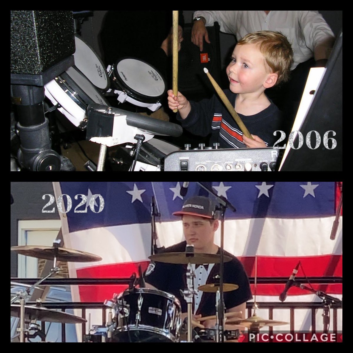 kmeier17's tweet photo. Not surprised our son is a drummer. Bonus is that is actually really good. #rockermom #proudmom #schoolofrock #drummer https://t.co/m7rse23cSI
