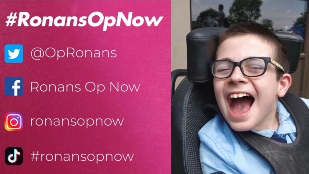 Here are the pages you need to help us to put pressure to schedule #RonansOpNow
Follow, retweet, share and use the hashtag #RonansOpNow to help this amazing child get relief from the pain he is living with.
#RonansOpNow
