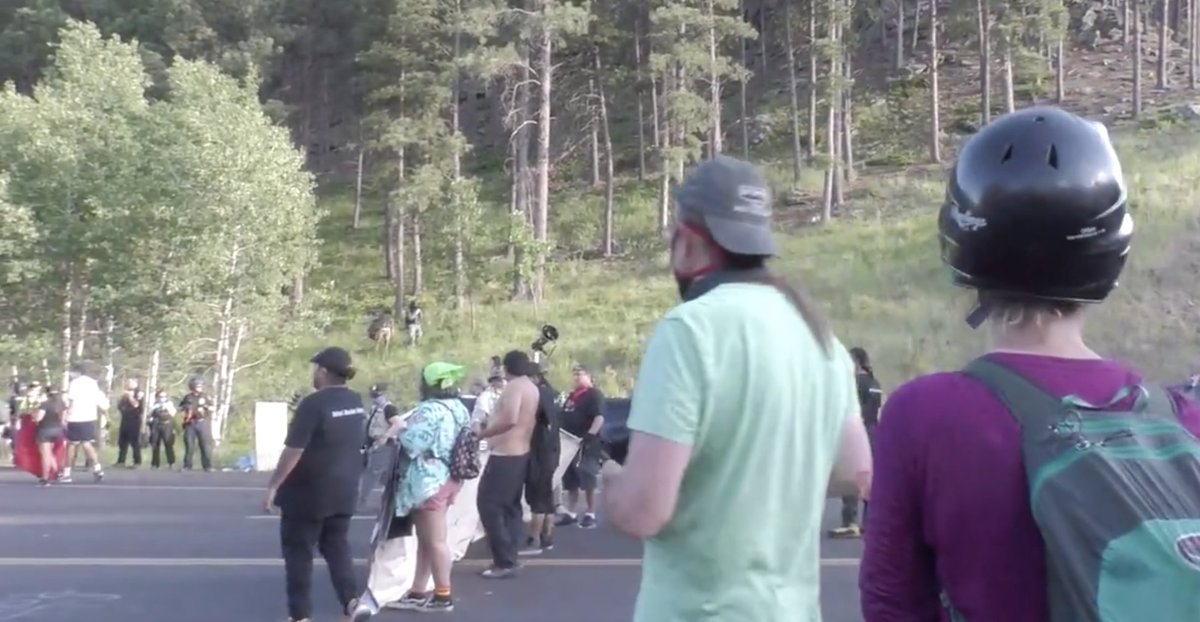 Mount Rushmore protesters who are staying to hold the ground have been summoned to the middle of the road.