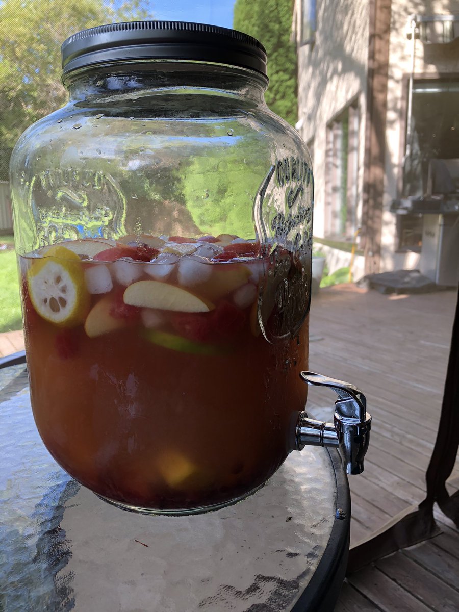 Thepropertieso1's tweet photo. Patio sangria and watermelon/feta/mint appetizers. Main course is on deck. #yegfood #yeg #SummerBreeze https://t.co/3V5SiDRbCA