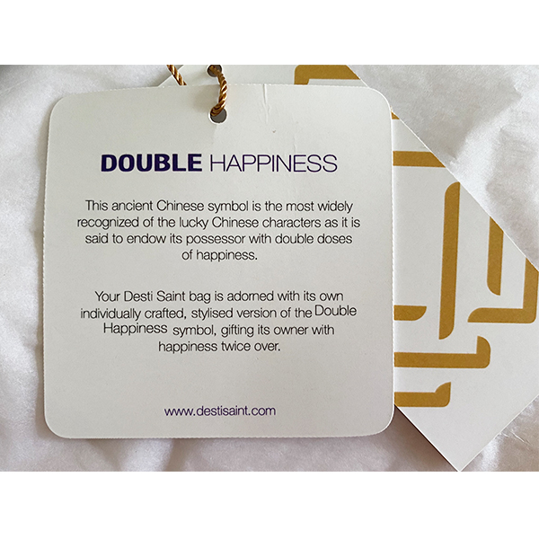 DestiSaint's tweet photo. The ornament on our Italian Leather Happiness Shoulder bag holds a special meaning for us. It's a stylised version of the Chinese character for double happiness 囍 and is traditionally associated with weddings. 

Shop the collection online: https://t.co/ebLTrYxS1c https://t.co/LvOfGCCOv0