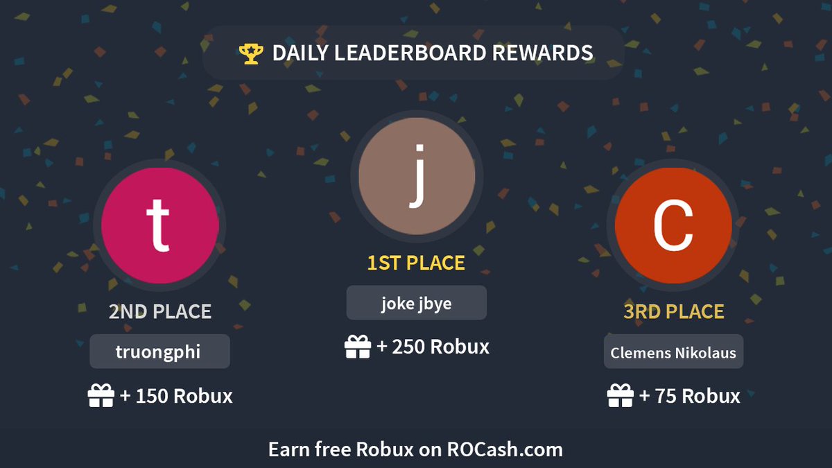 Rocash Com On Twitter Congratulations To Our Daily Leaderboard