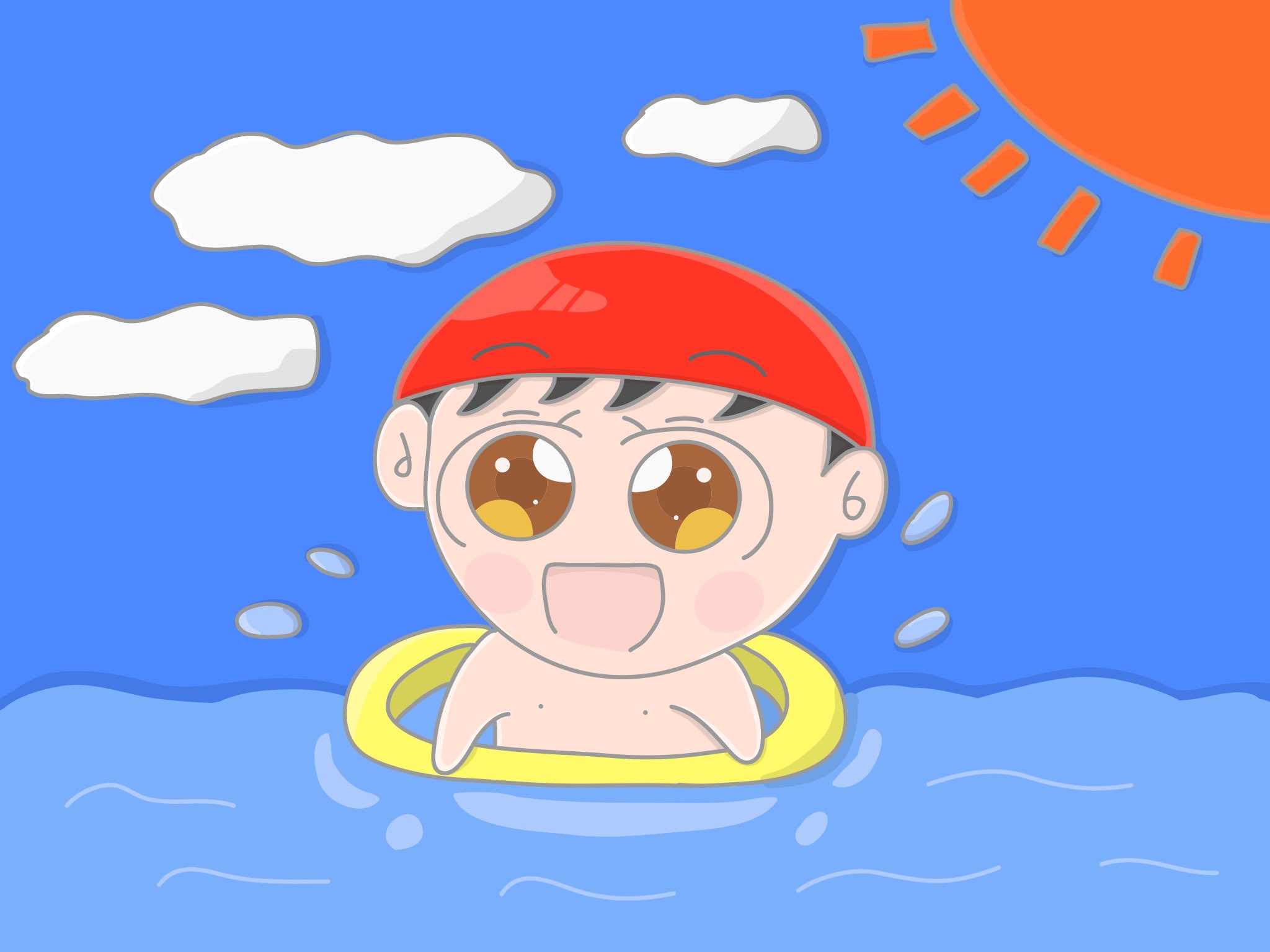 Twitter 上的 Aki かわいい子供 動物イラスト描きます 海で楽しく泳いでいる男の子 イラスト 毎日イラスト 芸術同盟 幼稚園 保育園 仲良し 子供 アート 男の子 イラスト王国 かわいい 可愛い絵を描く同盟 初夏の創作クラスタフォロー祭り 海 水泳 夏