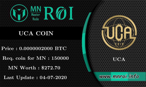 mnroi_info's tweet photo. UCACoin (UCA) has been added on Our Platform https://t.co/vdharGcsXo.

Check @ucacoin on https://t.co/zG4xzmAwIn

#UCA #UCA #UCACoin #mnroi #Crypto #MasternodeMonitoring #Cryptocurrency #masternode #MNNotification https://t.co/S0nCwCTDfu