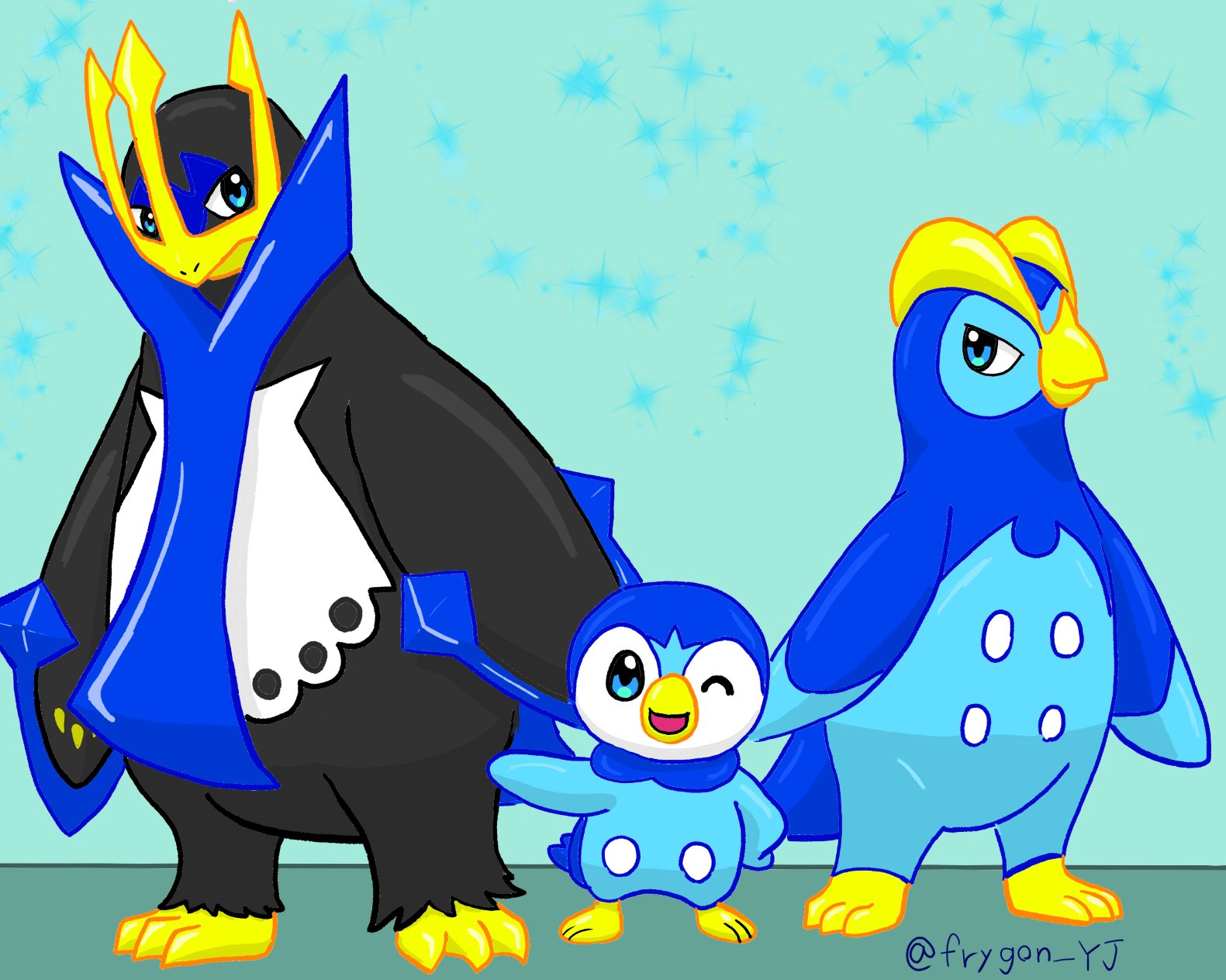 ゆじゅ Twitterissa 仲良し3兄弟 エンペルト描くの難しかった ポケモン イラスト 鳥御三家 ポッチャマ ポッタイシ エンペルト T Co 7jiexznzvg Twitter
