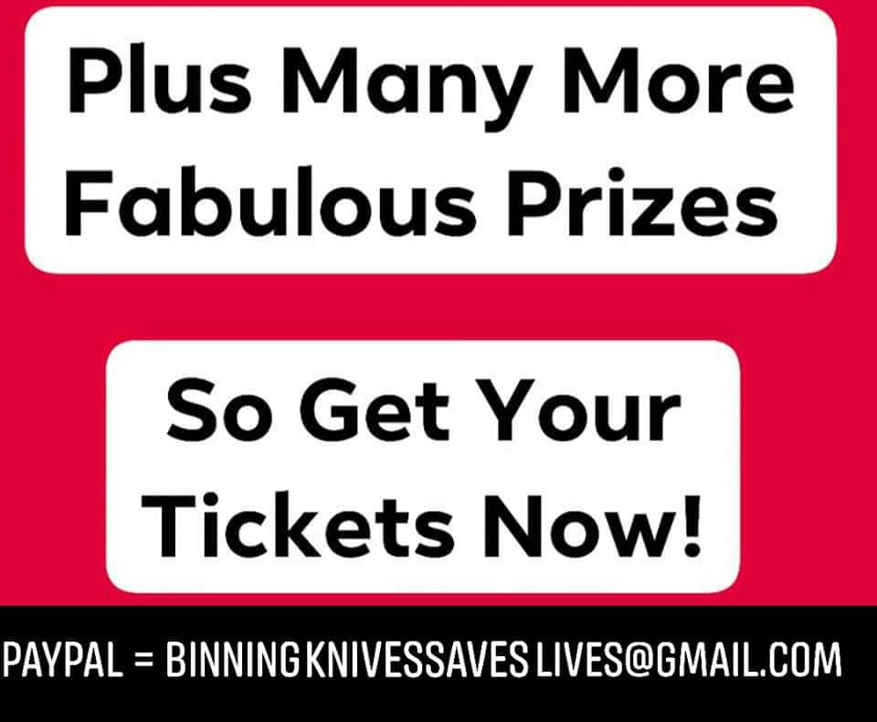 KnivesSaves's tweet photo. The BKSL Fundraiser Raffle

On July 26th @ 4pm I will be drawing the raffle live on Facebook

£5     =  5 tickets
£25   =  30 tickets
£50   =  65 tickets

Paypal = binningknivessaveslives@gmail.com

Make sure you send your name and phone number with the payment.

Good Luck👌 https://t.co/EOM8cZN3E4