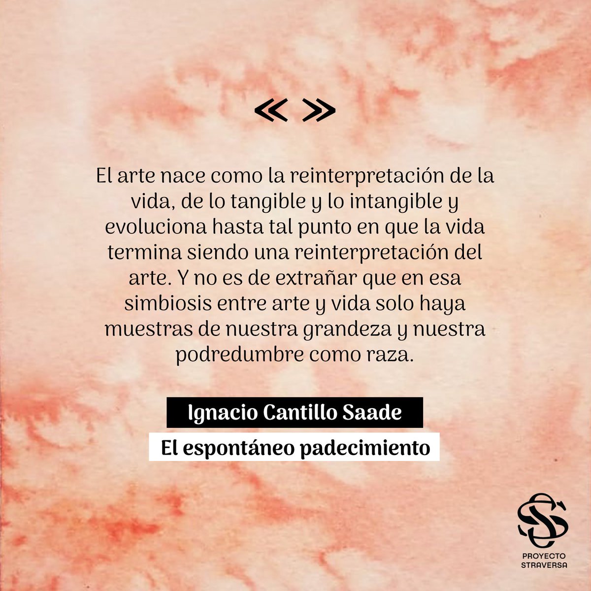 pstraversa's tweet photo. Fragmento de «El espontáneo padecimiento», por Ignacio Cantillo Saade.
https://t.co/Zgz5ABSHVN
#Straversa #GrafitoSocial #ArteYSociedad #RevistaDigital #RevistaLiteraria #ArtistasEmergentes #Independiente #Arte #Autogestión #Reflexión #Humanidad https://t.co/Zhl62IeHOE