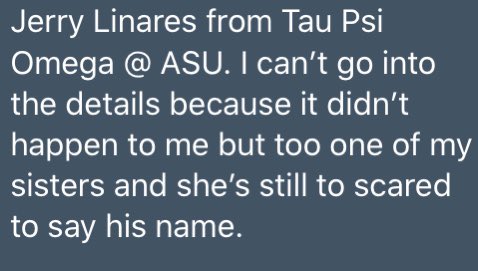 Tau Psi Omega - AZ State Univ. - AlphaJerry Linares- You know what you did. Your victim can't even speak your name.