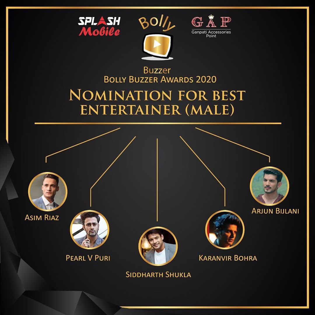 BollyBuzzer's tweet photo. Welcome to bolly buzzer awards 2020
Nominations for best entertainer (male)
1-pearl v puri
2-asim riaz
3-arjun biljani
4-siddharth shukla
5-karanvir bohra

#bollybuzzerawards
#pearlvpuri
#asimriaz
#siddharthshukla 
#karanvirbohra
#arjunbijlani 

Comment down 👇 https://t.co/Z5uMsCxInW