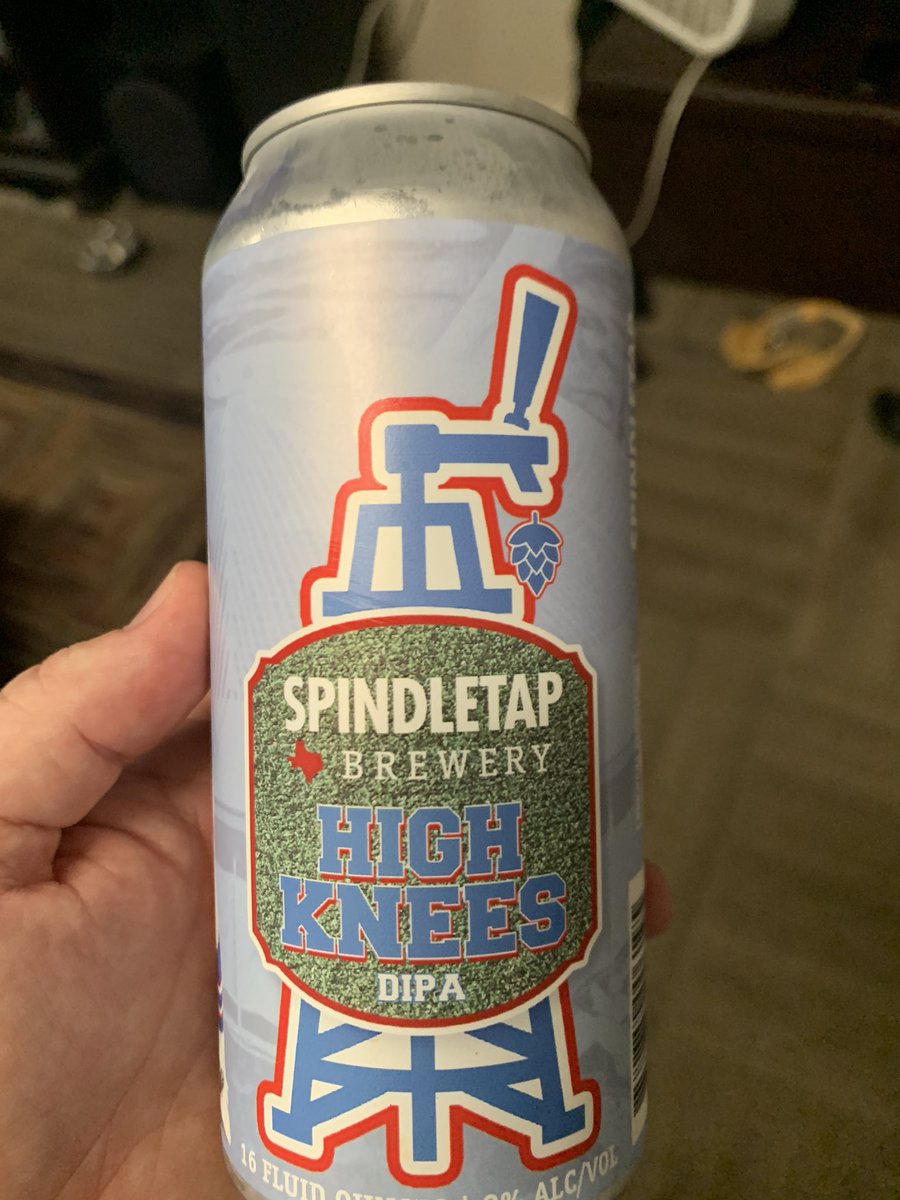 DFWBeer's tweet photo. “High Knees” Double IPA from @SpindleTap. Earl Campbell on the can in the Oilers uniform. #EarlCampbell #Spindletap https://t.co/27LBwvnfm2