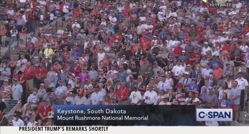 Amid a pandemic, the site of Trump’s Rushmore speech is packed well before it’s supposed to begin