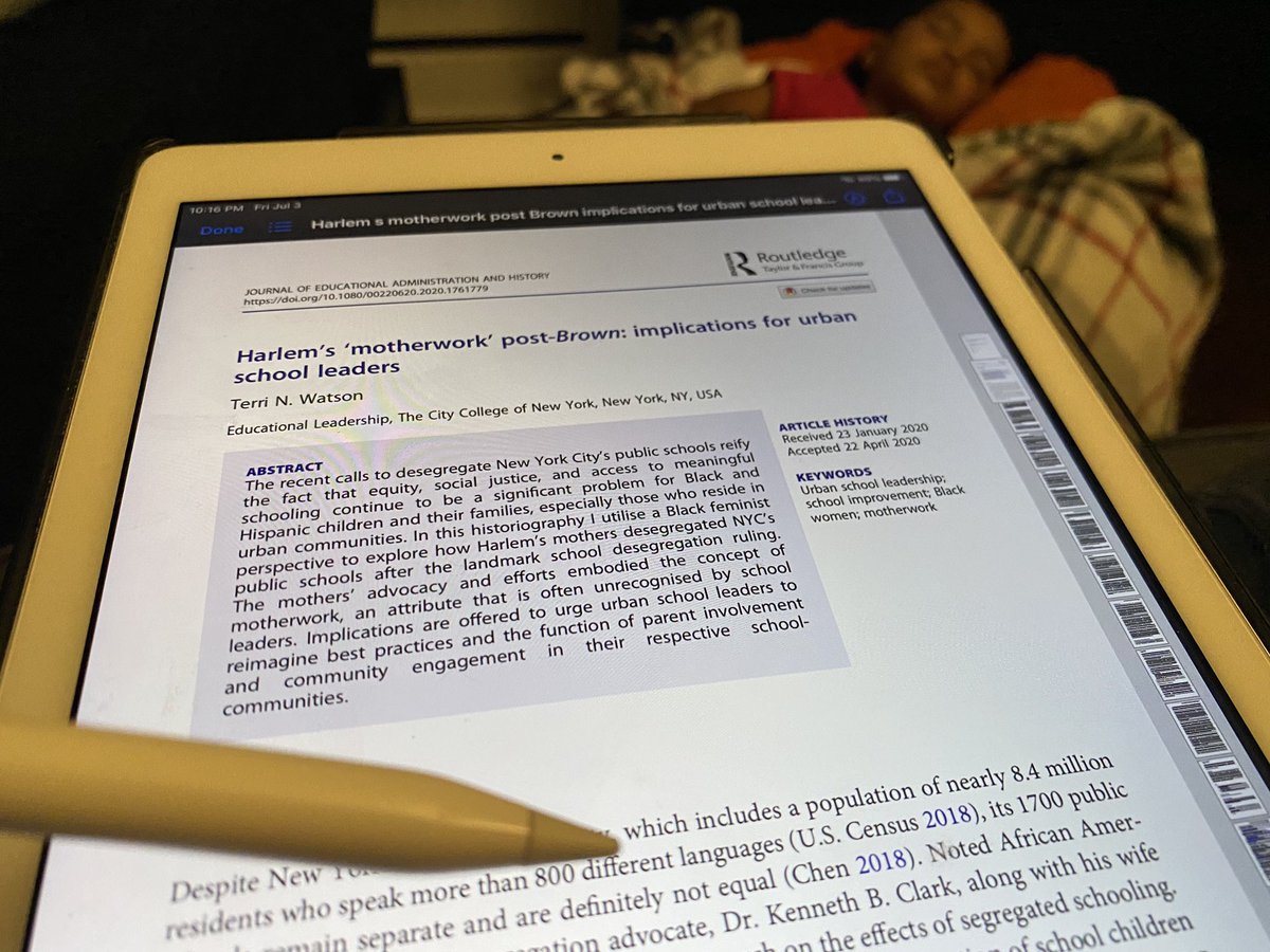 janaymgarrett's tweet image. #WritingBlackness Day 3: just getting started after a chill day w/my family. Spending the evening with Dr. @terrinwatson’s work. #motherwork is a central framework in my dissertation so I love nerding out on it’s various applications 🤓#CiteASista #CiteBlackWomen #MotherScholar