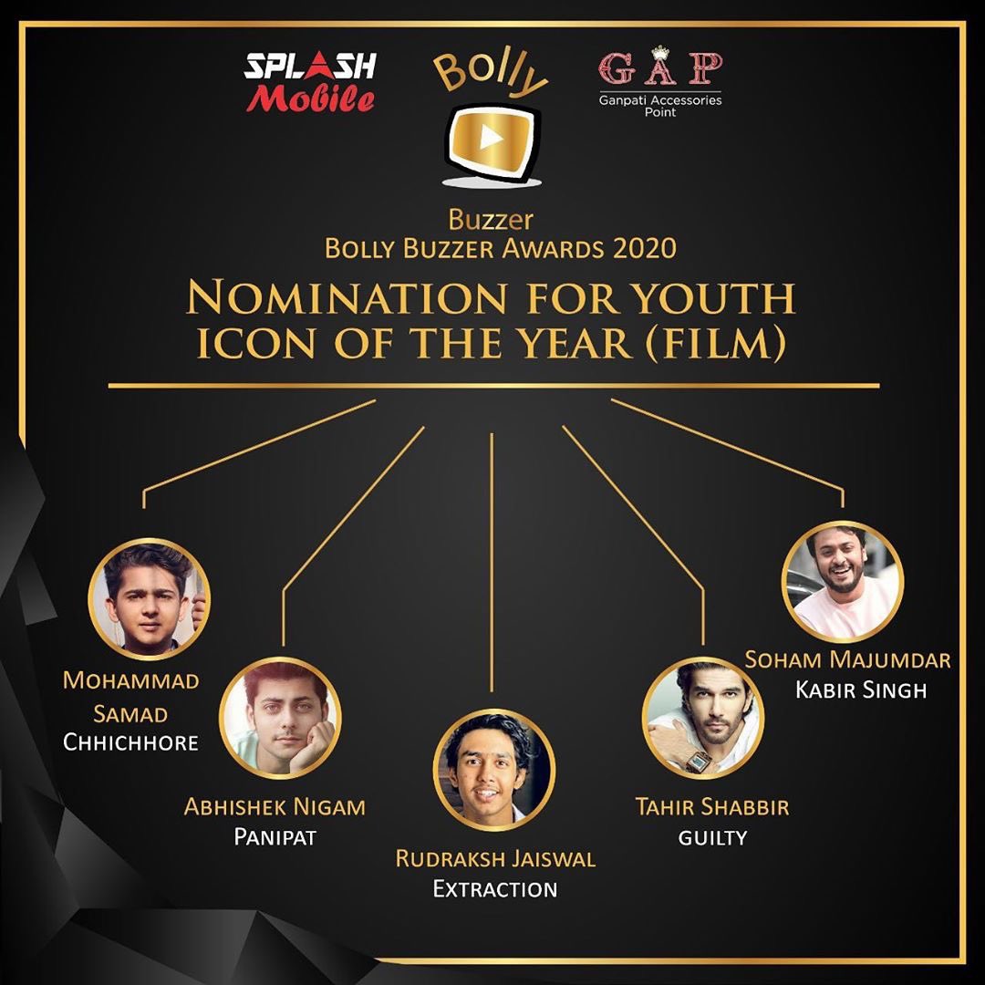 Welcome to bolly buzzer awards 2020
Nominations for youth icon of the year (film)
1-Mohammad Samad
2- abhishek nigam
3-rudraksh jaiswal
4-tahir shabbir
5-soham majumdar

#bollybuzzerawards
#mohammadsamad
#abhisheknigam
#rudrakshjaiswal
#tahirshabbir
#sohammajumdar

Comment 👇