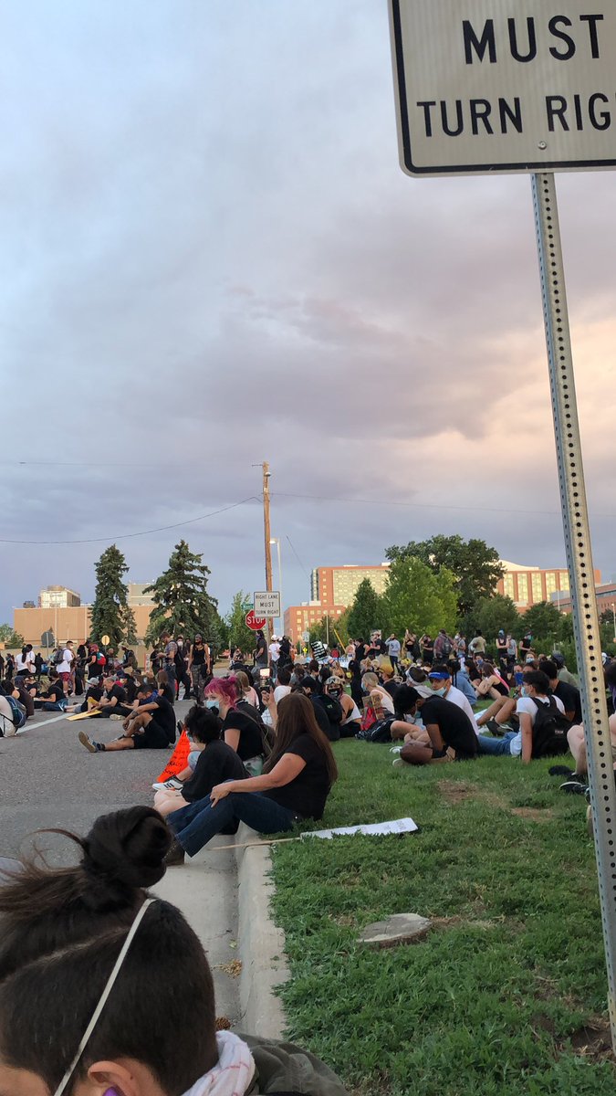 AndreaSundahl's tweet photo. #APDOCCUPATION Join is at the Aurora Police Deaprtment to protest the murder of Elija McClain. https://t.co/B8Y73i5yaB