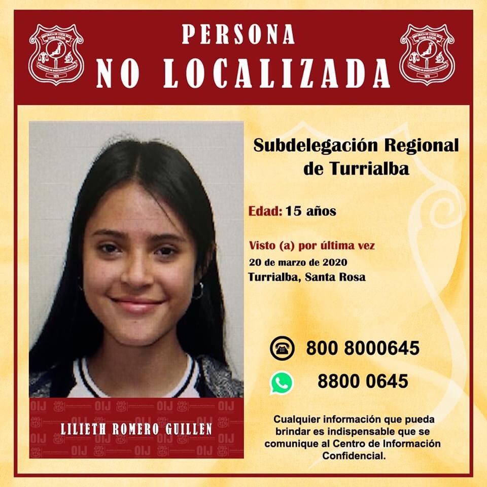 Ella está desaparecida desde ya mucho tiempo y el OIJ no ha logrado solucionar nada!  Retweet porfa 😫