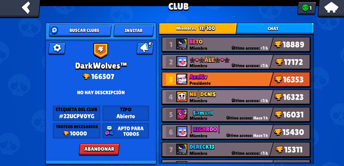 ⚔️NUEVO CLUB COMPETITIVO DE BS⚔️

EN BUSCA DE:
- Un diseñador que nos haga un Mascot logo.💥
- Personas que amen el competitivo y subir trofeos mayor de +10k.💪
- Personas comprometidas.🐺
- Vamos a estar en todo torneo o liga de <a href="/LFO_CR/">Liga Fantasma Oscuro #QuedateEnCasa</a>
- Entrenamos a partir del lunes.
- RT🔃