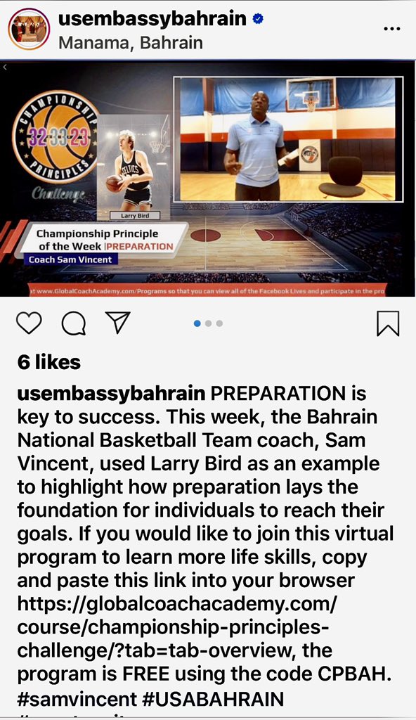 Honored to work with the #AAU, the #usembassybahrain and the #usembassycroatia to share #championshipprinciples a life skills development and awareness program for youth around the world featuring #NBA’s #33 #32 #23... Through sports we can make a difference