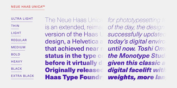 ｎｅｕｅ ｈａａｓ ｕｎｉｃａ- a helvetica alternative - simple feel - amazing tbh - light is my fav