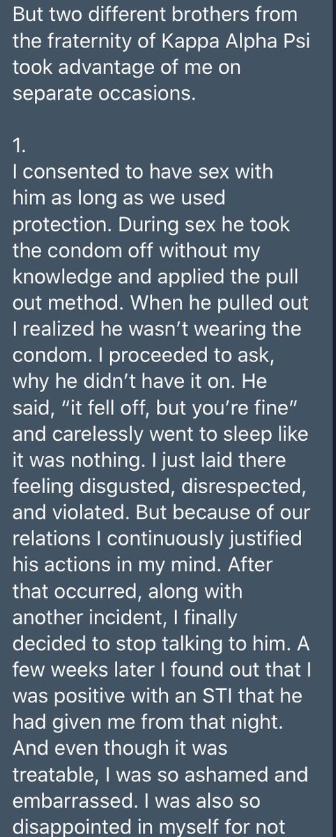 Kappa Alpha Psi- The victim has asked for total anonymity for protection. However, both shared situations are terrifying and who knows how many other victims there are. Or how many other members do this same thing.