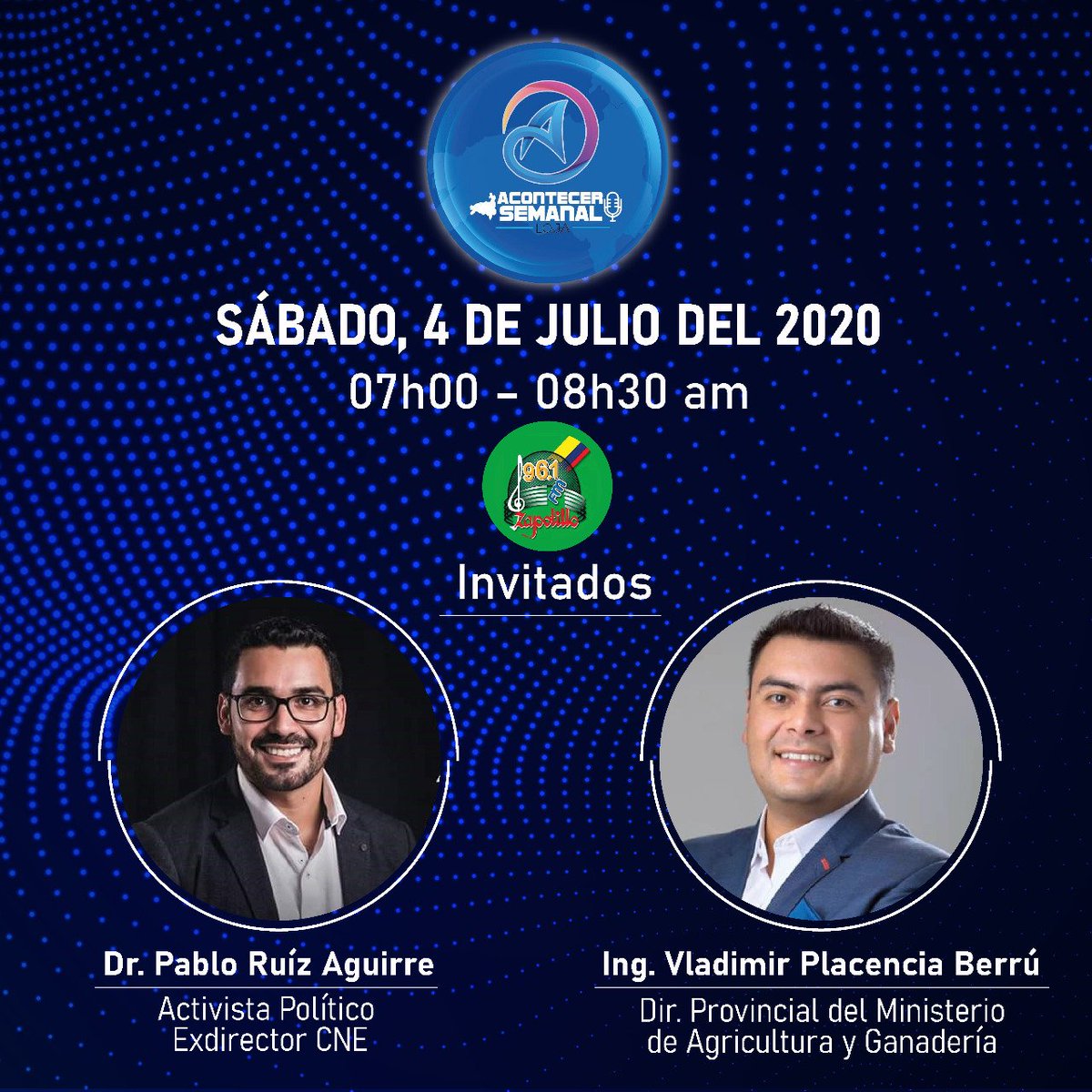 🔴 #Mañana inicia ACONTECER SEMANAL por <a href="/radiozapotillo/">Radio Zapotillo</a> 96.1FM, escuchanos y participa. 

 ¡NUESTROS INVITADOS!