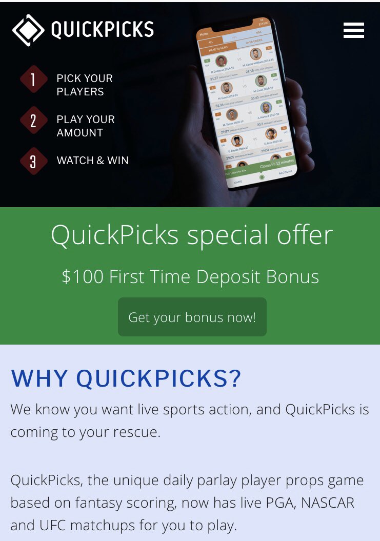 QuickPicksNow's tweet photo. QuickPicks has live third round PGA Tour parlay matchups. Pick your favorite players and cash big payouts - up to $50,000 per ticket. You bet, it’s fun. Sign up now at https://t.co/zAGZNIzs1c & get a 100% first time deposit bonus. @NASCAR & @ufc action too. #UseYourEdge https://t.co/6sBLitnPQC