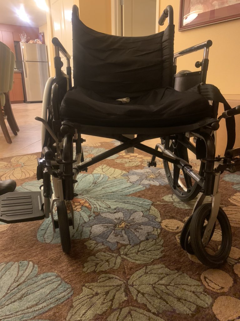 I need my wheelchair for everything in life. My brakes are so worn out they don’t hold my chair very still anymore, my back rest started ripping and even though my mom tried sewing it up it’s still ripping and the front tire have started to randomly pop out.