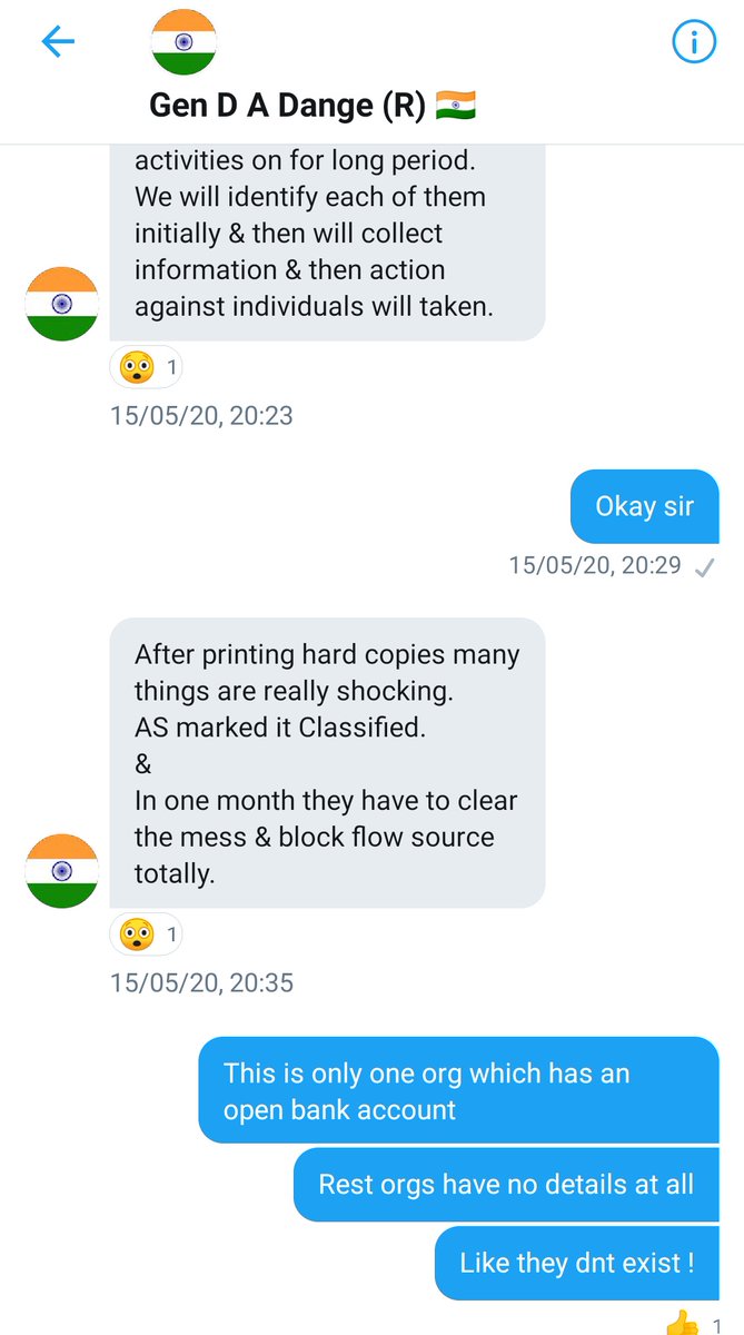 After I shared all the information, the very next day, I received the following messages from Gen Dange which I had also shared with Sunaina. I was a fool. Wasn't I ? Pardon me.