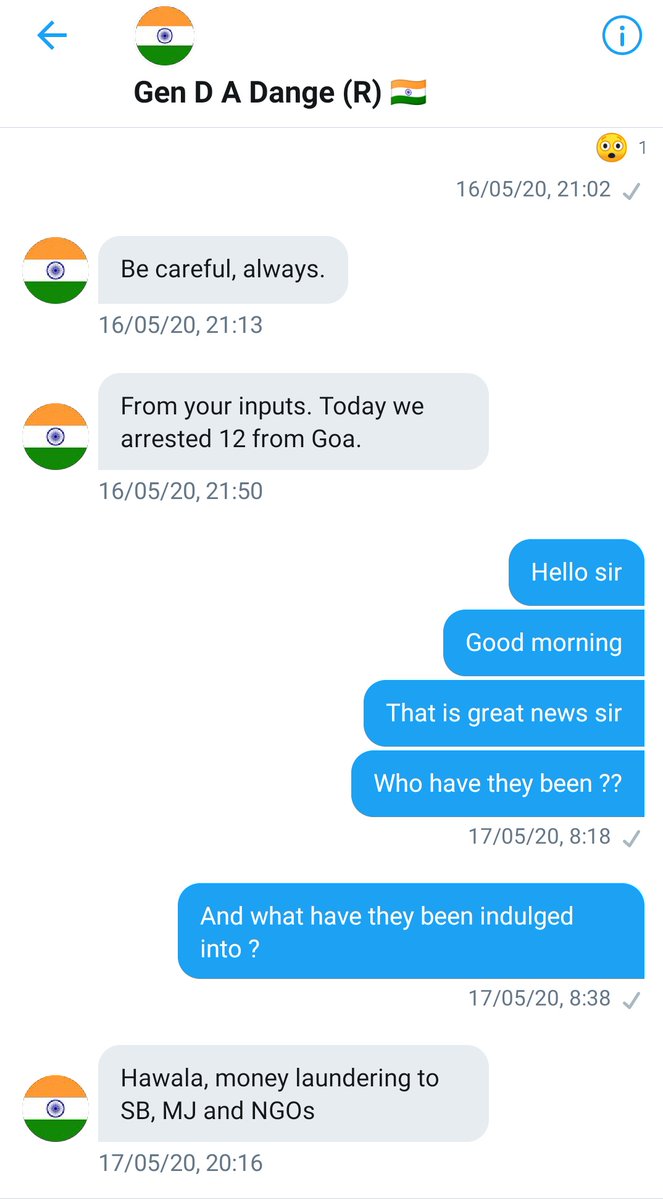 After I shared all the information, the very next day, I received the following messages from Gen Dange which I had also shared with Sunaina. I was a fool. Wasn't I ? Pardon me.